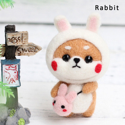 Daudzveidīgs jauks dzīvnieku vilnas filcēšanas materiālu iepakojums Shiba Inu rokām darināta rotaļlietu lelle, nepabeigts ar dūrēm izgatavots komplekts DIY mākslas amatniecība