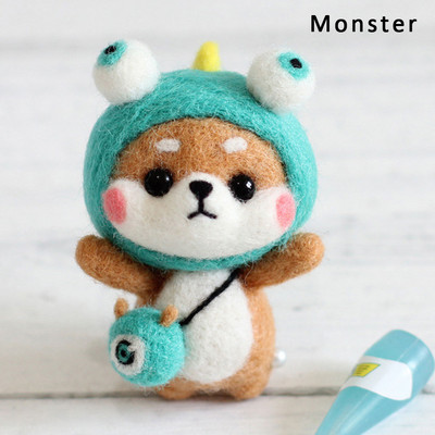 Daudzveidīgs jauks dzīvnieku vilnas filcēšanas materiālu iepakojums Shiba Inu rokām darināta rotaļlietu lelle, nepabeigts ar dūrēm izgatavots komplekts DIY mākslas amatniecība