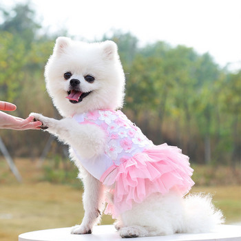 Άνοιξη καλοκαιρινή φούστα σκύλου Όμορφη ροδακινί φούστα ένδυση για κατοικίδια Πριγκίπισσα στυλ Puppy Lace Birthday Celebrate Dress Pretty Clothes