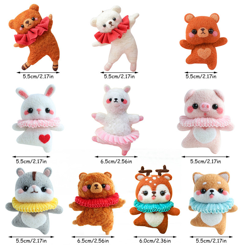 KRABALL jauks dzīvnieku baleta vilnas filcēšanas materiālu iepakojums, lelles rotaļlieta ar rokām darināta rokdarbu adatu filcēšanas komplekts, kas nav pabeigts.