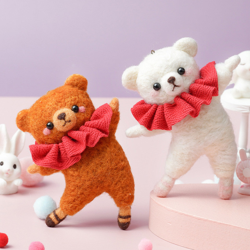 KRABALL jauks dzīvnieku baleta vilnas filcēšanas materiālu iepakojums, lelles rotaļlieta ar rokām darināta rokdarbu adatu filcēšanas komplekts, kas nav pabeigts.