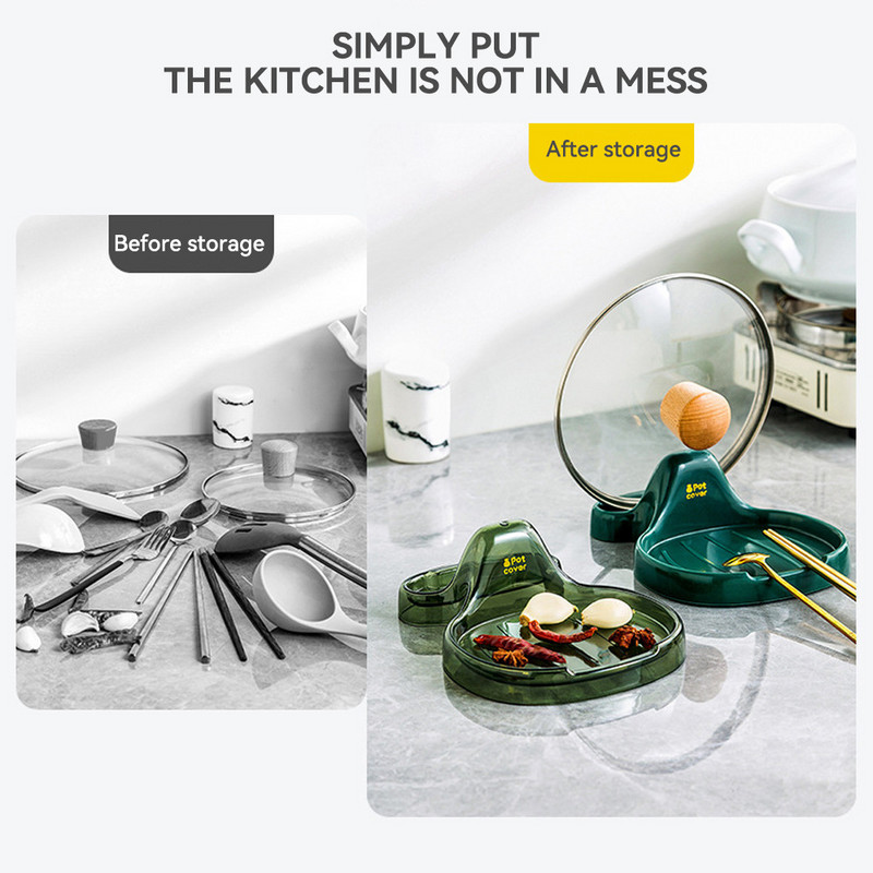 Puodo dangtis stovas lentyna Virtuvės organizatorius Valgomojo pagaliuko šaukšto atrama kastuvo laikiklis Keptuvės dangtis Stovas Šaukšto atraminis stovas Maisto gaminimo įrankiai