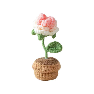 Buchet de flori artificiale, lucrat manual, cadou în ghiveci Decor pentru casă creativ Înălțime: 9-11 cm Înălțime: 9-11 cm Tricotat lalele floarea soarelui