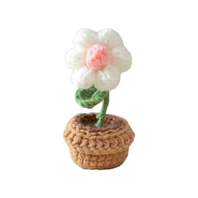 Buchet de flori artificiale, lucrat manual, cadou în ghiveci Decor pentru casă creativ Înălțime: 9-11 cm Înălțime: 9-11 cm Tricotat lalele floarea soarelui