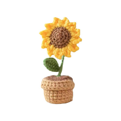 Buchet de flori artificiale, lucrat manual, cadou în ghiveci Decor pentru casă creativ Înălțime: 9-11 cm Înălțime: 9-11 cm Tricotat lalele floarea soarelui