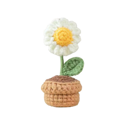 Buchet de flori artificiale, lucrat manual, cadou în ghiveci Decor pentru casă creativ Înălțime: 9-11 cm Înălțime: 9-11 cm Tricotat lalele floarea soarelui