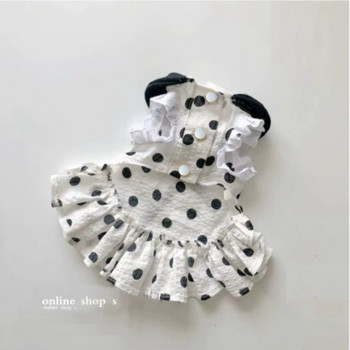 Φόρεμα Dot Princess Pet Dog Ρούχα Φούστα με τύπωμα γάτας Ρούχα σκυλιά Λεπτό μικρό τσιουάουα καλοκαιρινό μαύρο λευκό αναπνεύσιμο κορίτσι πατημασιά