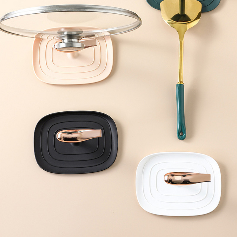 Plastmasas karotes paliktnis bez perforatora Daudzfunkcionāls katla vāka atbalsts Viegli tīrāms virtuves plīts Sakārtots turētājs Praktisks virtuves sīkrīks