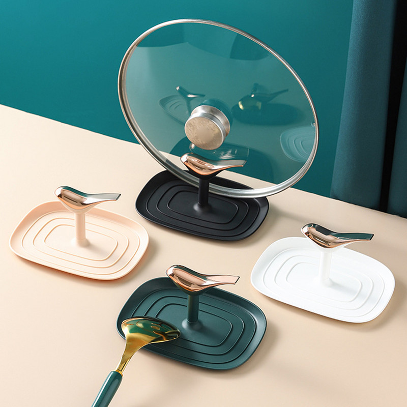 Plastmasas karotes paliktnis bez perforatora Daudzfunkcionāls katla vāka atbalsts Viegli tīrāms virtuves plīts Sakārtots turētājs Praktisks virtuves sīkrīks