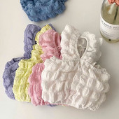 Jauns vasaras mājdzīvnieku suņu apģērbs grumbuļots kvadrātveida plāns suņu veste elpojošs kucēns maziem vidējiem suņiem Drēbes Čivava Ropa Perro