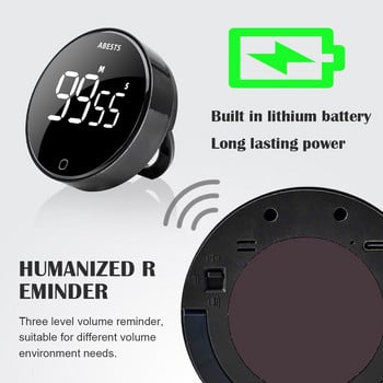 USB Επαναφορτιζόμενο Μαγνητικό LED Ψηφιακό Χρονόμετρο Κουζίνας Χρονόμετρο Ξυπνητήρι αντίστροφης μέτρησης Χρονόμετρο για Μαγειρική Μελέτη γυμναστικής