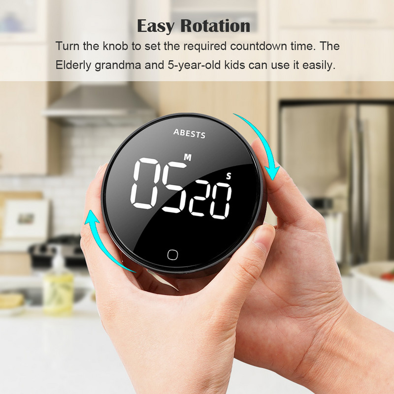 USB uzlādējams magnētiskais LED digitālais virtuves taimeris rokasgrāmata atpakaļskaitīšanas taimeris Modinātājs Hronometrs ēdiena gatavošanai Fitnesa mācībām