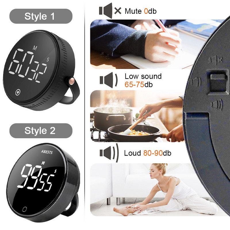 USB uzlādējams magnētiskais LED digitālais virtuves taimeris rokasgrāmata atpakaļskaitīšanas taimeris Modinātājs Hronometrs ēdiena gatavošanai Fitnesa mācībām