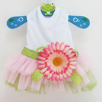 Krāsainas saulespuķes kucēna suņu kleitas svārki bez piedurknēm sieta mežģīņu princeses kleita Bohēmijas marles kucēna mājdzīvnieka kleita veste kostīmi