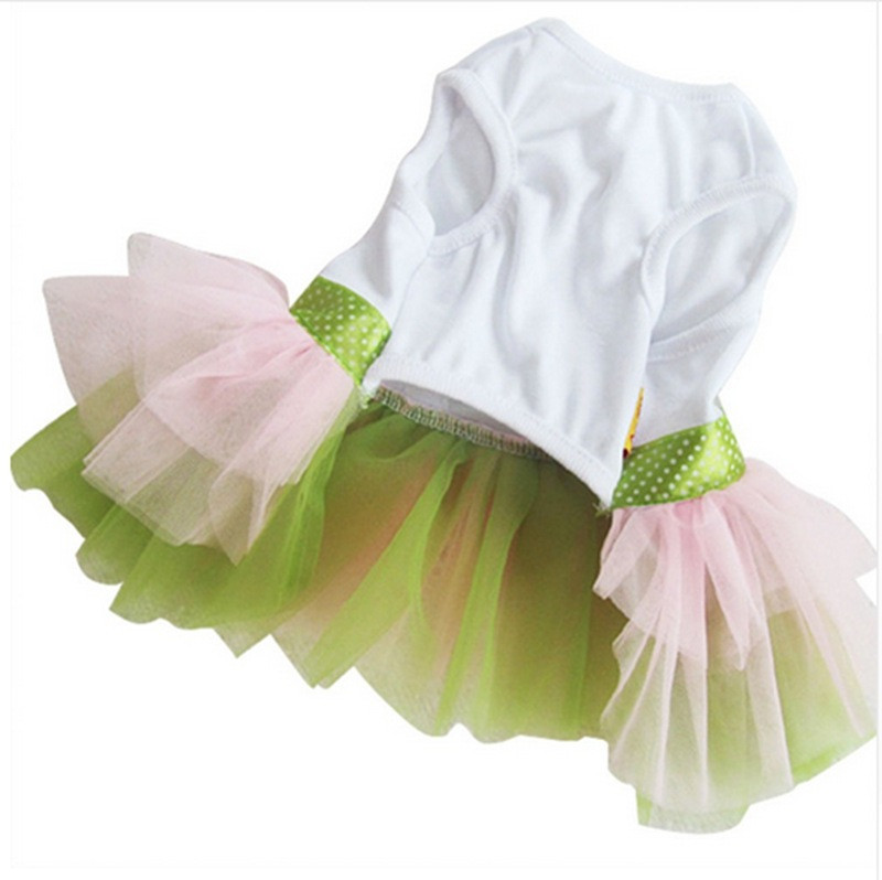 Krāsainas saulespuķes kucēna suņu kleitas svārki bez piedurknēm sieta mežģīņu princeses kleita Bohēmijas marles kucēna mājdzīvnieka kleita veste kostīmi