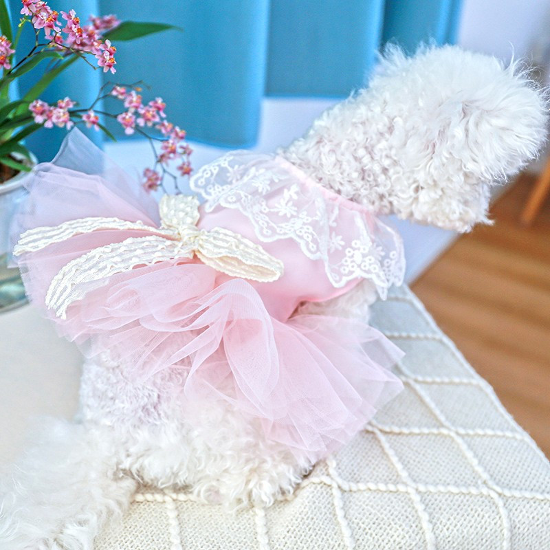 Φόρεμα για σκύλους Καλοκαιρινή φούστα με φιόγκο για κατοικίδια Ρούχα για κουτάβι Ρούχα σκυλιών για μικρά σκυλιά Προμήθειες κατοικίδιων ζώων Φόρεμα Princess Dog Chihuahua