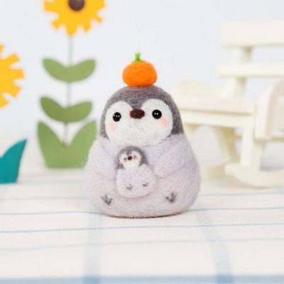Pingvīns Radošums Vilnas filcs Diy Lelle Kulons Lelle Dāvanu Aksesuāri Materiālu komplekts Kawaii Roku darbs Amatniecības dūriens Vilnas filca dāvana