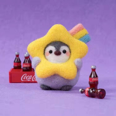 Pingvīns Radošums Vilnas filcs Diy Lelle Kulons Lelle Dāvanu Aksesuāri Materiālu komplekts Kawaii Roku darbs Amatniecības dūriens Vilnas filca dāvana