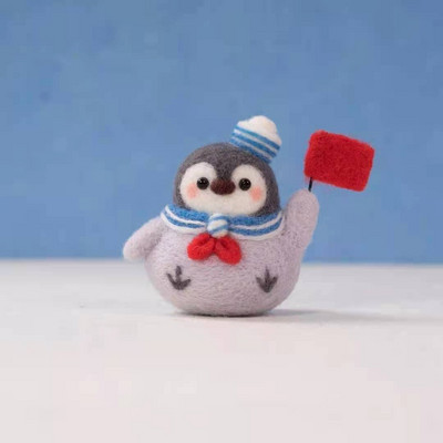 Pingvīns Radošums Vilnas filcs Diy Lelle Kulons Lelle Dāvanu Aksesuāri Materiālu komplekts Kawaii Roku darbs Amatniecības dūriens Vilnas filca dāvana