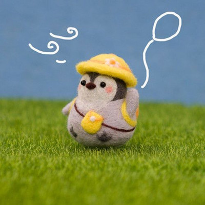 Pingvīns Radošums Vilnas filcs Diy Lelle Kulons Lelle Dāvanu Aksesuāri Materiālu komplekts Kawaii Roku darbs Amatniecības dūriens Vilnas filca dāvana