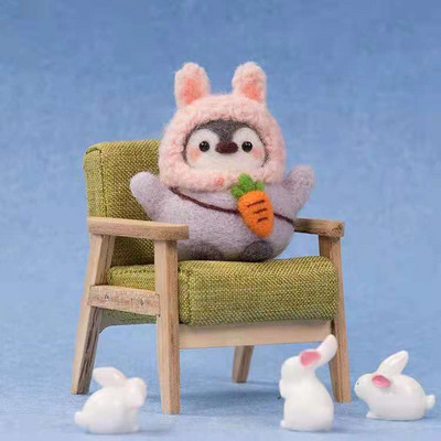 Pingvīns Radošums Vilnas filcs Diy Lelle Kulons Lelle Dāvanu Aksesuāri Materiālu komplekts Kawaii Roku darbs Amatniecības dūriens Vilnas filca dāvana