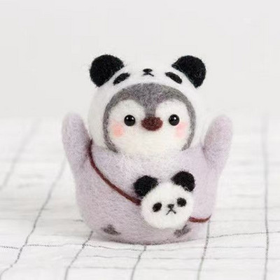 Pingvīns Radošums Vilnas filcs Diy Lelle Kulons Lelle Dāvanu Aksesuāri Materiālu komplekts Kawaii Roku darbs Amatniecības dūriens Vilnas filca dāvana
