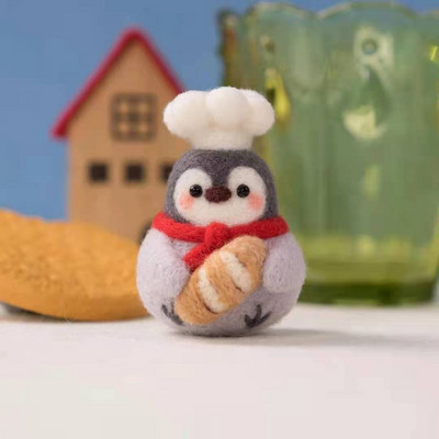 Pingvīns Radošums Vilnas filcs Diy Lelle Kulons Lelle Dāvanu Aksesuāri Materiālu komplekts Kawaii Roku darbs Amatniecības dūriens Vilnas filca dāvana
