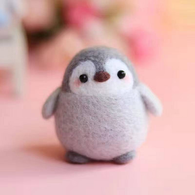 Pingvīns Radošums Vilnas filcs Diy Lelle Kulons Lelle Dāvanu Aksesuāri Materiālu komplekts Kawaii Roku darbs Amatniecības dūriens Vilnas filca dāvana