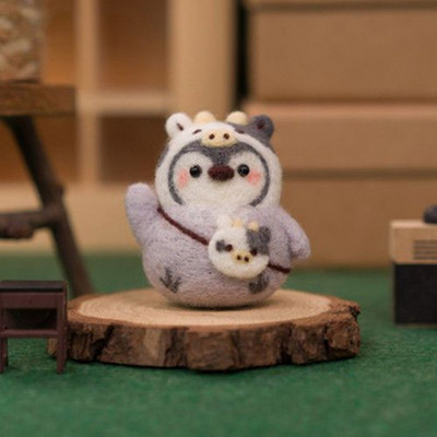 Pingvīns Radošums Vilnas filcs Diy Lelle Kulons Lelle Dāvanu Aksesuāri Materiālu komplekts Kawaii Roku darbs Amatniecības dūriens Vilnas filca dāvana