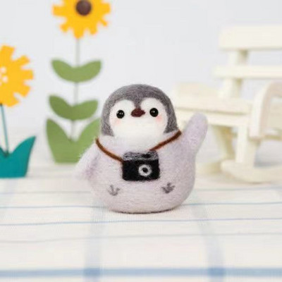 Pingvīns Radošums Vilnas filcs Diy Lelle Kulons Lelle Dāvanu Aksesuāri Materiālu komplekts Kawaii Roku darbs Amatniecības dūriens Vilnas filca dāvana