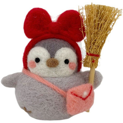 Pingvīns Radošums Vilnas filcs Diy Lelle Kulons Lelle Dāvanu Aksesuāri Materiālu komplekts Kawaii Roku darbs Amatniecības dūriens Vilnas filca dāvana