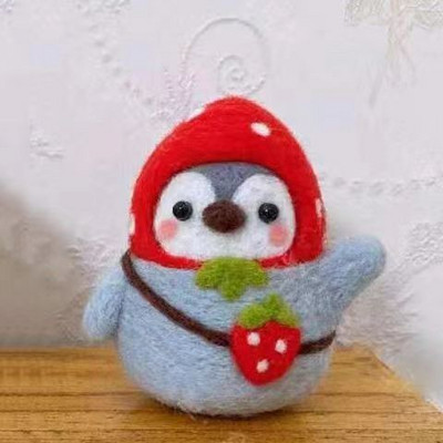 Pingvīns Radošums Vilnas filcs Diy Lelle Kulons Lelle Dāvanu Aksesuāri Materiālu komplekts Kawaii Roku darbs Amatniecības dūriens Vilnas filca dāvana