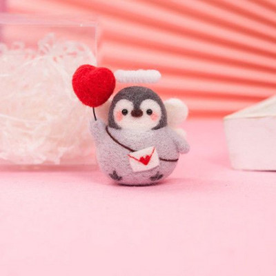 Pingvīns Radošums Vilnas filcs Diy Lelle Kulons Lelle Dāvanu Aksesuāri Materiālu komplekts Kawaii Roku darbs Amatniecības dūriens Vilnas filca dāvana