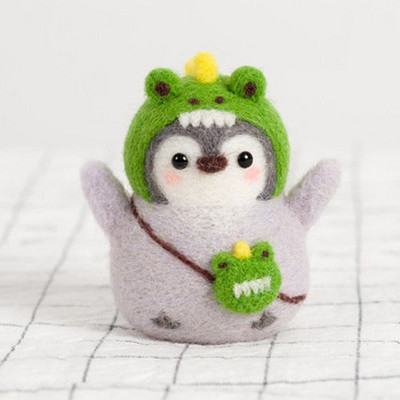 Pingvīns Radošums Vilnas filcs Diy Lelle Kulons Lelle Dāvanu Aksesuāri Materiālu komplekts Kawaii Roku darbs Amatniecības dūriens Vilnas filca dāvana