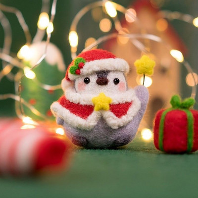 Pingvīns Radošums Vilnas filcs Diy Lelle Kulons Lelle Dāvanu Aksesuāri Materiālu komplekts Kawaii Roku darbs Amatniecības dūriens Vilnas filca dāvana