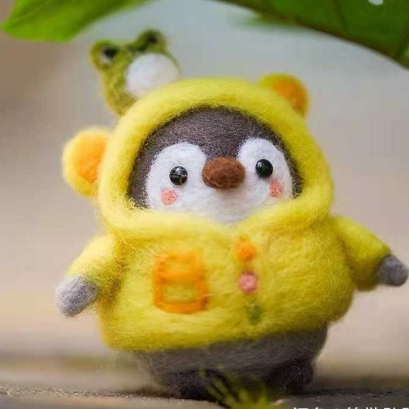 Pingvīns Radošums Vilnas filcs Diy Lelle Kulons Lelle Dāvanu Aksesuāri Materiālu komplekts Kawaii Roku darbs Amatniecības dūriens Vilnas filca dāvana