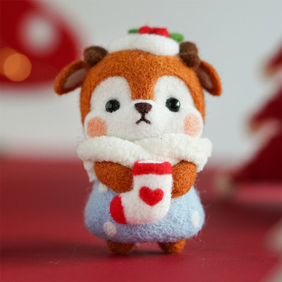 Fenrry jauks dzīvnieku vilnas filcēšanas materiālu iepakojums, DIY, nepabeigts vilnas filcs ar dūrienu adatu komplekts Ziemassvētku dāvanu mājas dekorēšana