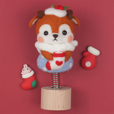 Fenrry jauks dzīvnieku vilnas filcēšanas materiālu iepakojums, DIY, nepabeigts vilnas filcs ar dūrienu adatu komplekts Ziemassvētku dāvanu mājas dekorēšana