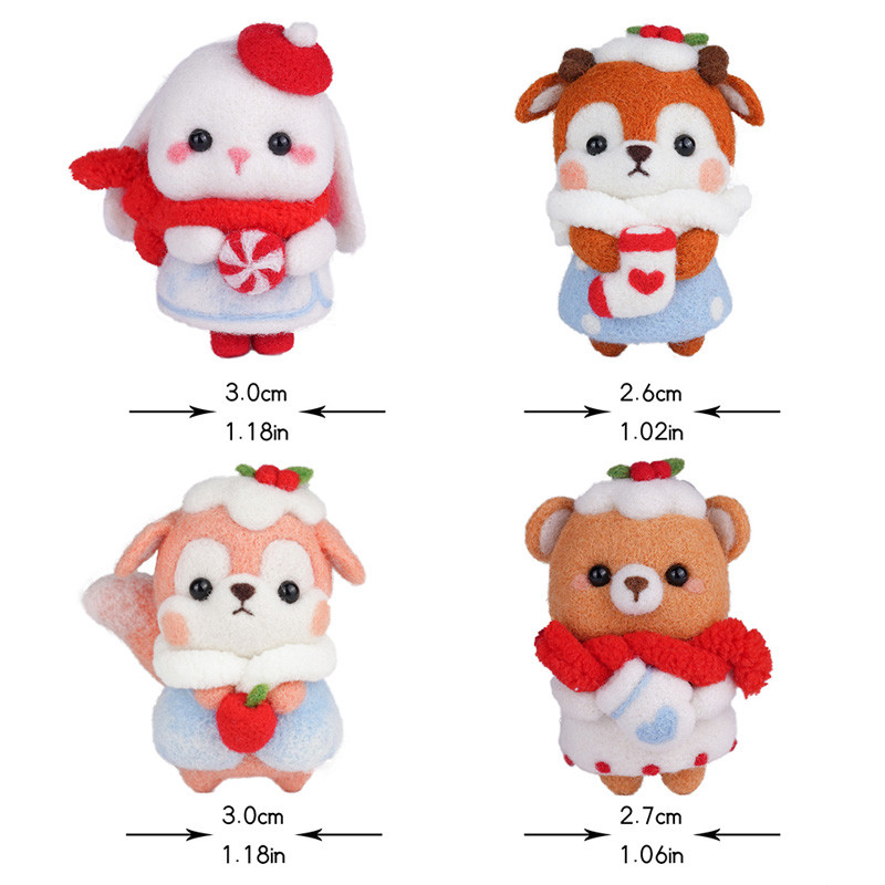 Fenrry jauks dzīvnieku vilnas filcēšanas materiālu iepakojums, DIY, nepabeigts vilnas filcs ar dūrienu adatu komplekts Ziemassvētku dāvanu mājas dekorēšana