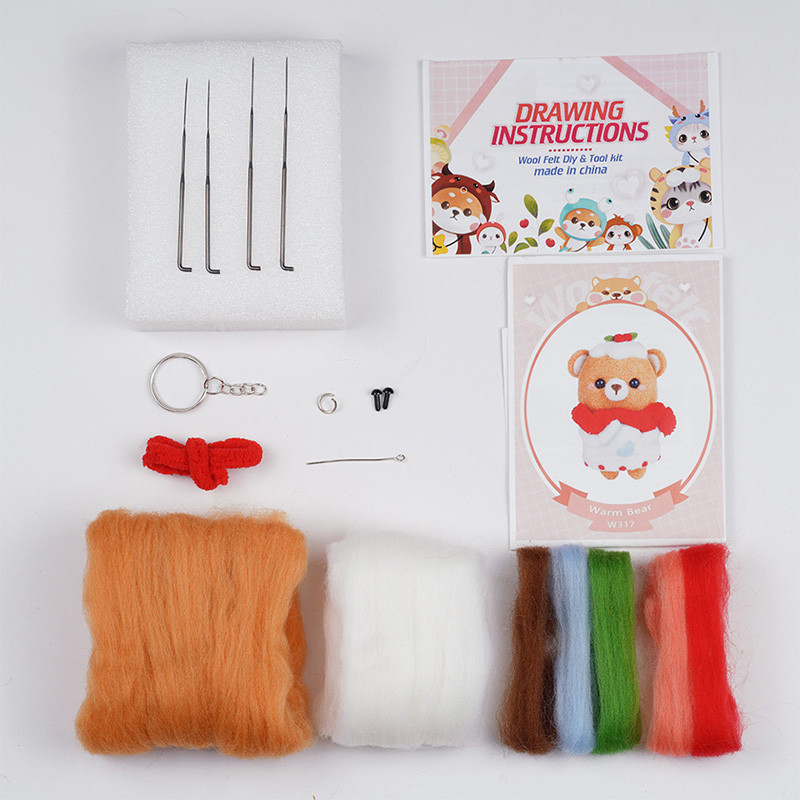Fenrry jauks dzīvnieku vilnas filcēšanas materiālu iepakojums, DIY, nepabeigts vilnas filcs ar dūrienu adatu komplekts Ziemassvētku dāvanu mājas dekorēšana