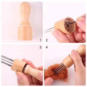Ξύλινη λαβή Μάλλινες βελόνες τσόχας Εργαλεία βελόνα τσόχας DIY Εργαλεία Αξεσουάρ για ράψιμο DIY Χειροποίητη εργασία
