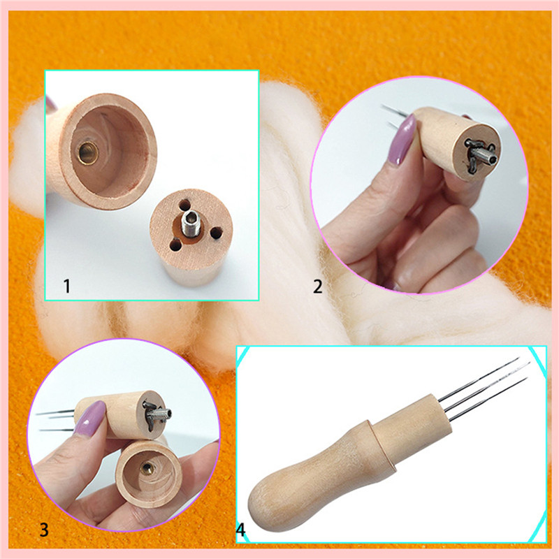 Koka rokturis Vilnas filcēšanas adatas Instrumenti Filcēšanas adata DIY instrumenti Aksesuāri šūšanai ar rokām Roku darbs