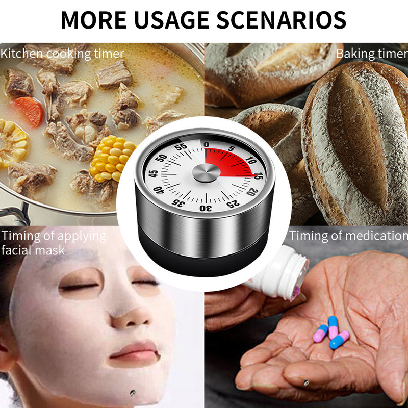 Modinātājs Magnētiskais pulkstenis Taimeris Bez akumulatora Vizuāls atpakaļskaitīšanas taimeris Precīzs laiks Laika uzskaite Pārnēsājams gatavošanai Cepšanai Tvaicēšanai