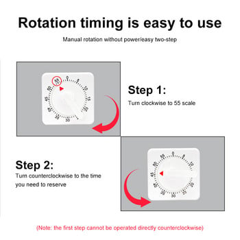 60 минути Механичен таймер Квадрат Кухня Готварство Печене Часовник Напомняне Цифрово обучение Обучение Таймер Хронометър