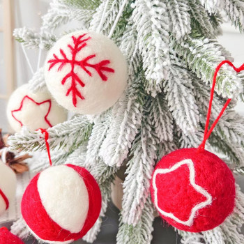 Diy Χριστουγεννιάτικο Δέντρο Διακόσμηση Μπάλα μαλλί τσόχα Χιονονιφάδα Διακοσμητικό χριστουγεννιάτικο δέντρο Μπαλάκι Μικρό κρεμαστό μπιχλιμπίδι Χριστουγεννιάτικο πολυστυρένιο