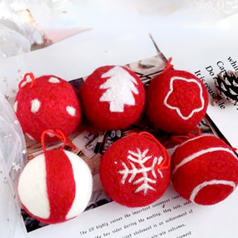 DIY Ziemassvētku eglītes rotājuma bumba Vilnas filcs Sniegpārsla Ziemassvētku eglītes rotājuma bumba Maza kulonu bumbiņas Ziemassvētku Polistirols