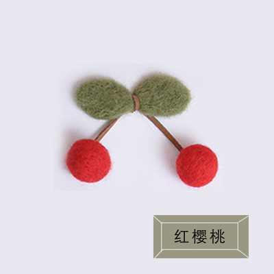 2 gab./partijā filca bumbiņu ķiršu aplikācijas matu sprādzes aksesuāriem, ķiršu aplikācijas cimdu apģērba aksesuāriem