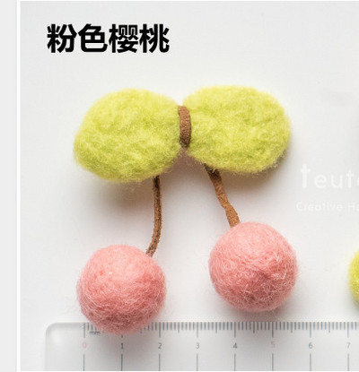 2 gab./partijā filca bumbiņu ķiršu aplikācijas matu sprādzes aksesuāriem, ķiršu aplikācijas cimdu apģērba aksesuāriem