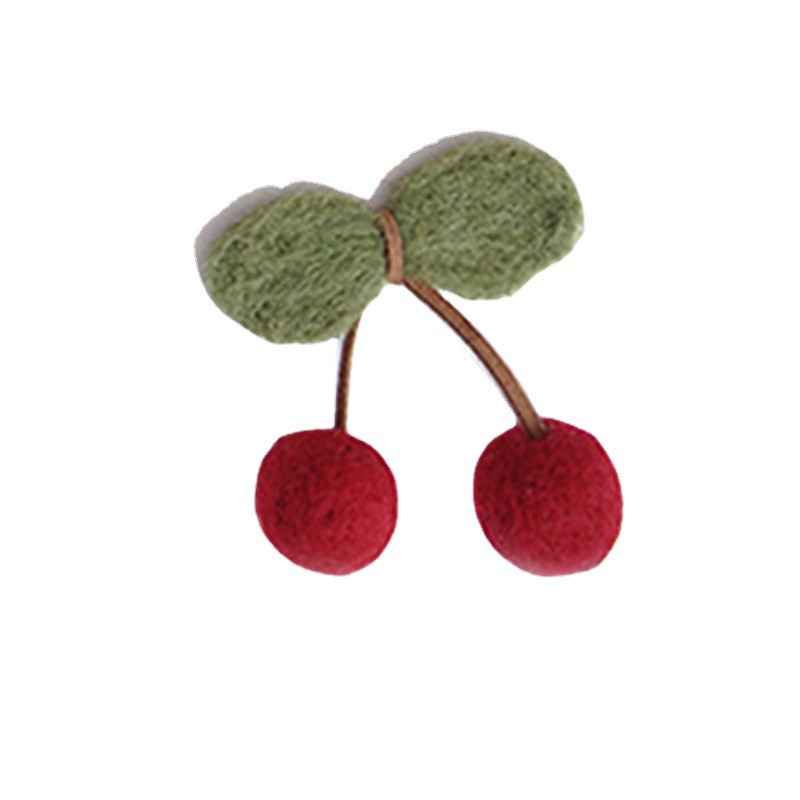 2 gab./partijā filca bumbiņu ķiršu aplikācijas matu sprādzes aksesuāriem, ķiršu aplikācijas cimdu apģērba aksesuāriem