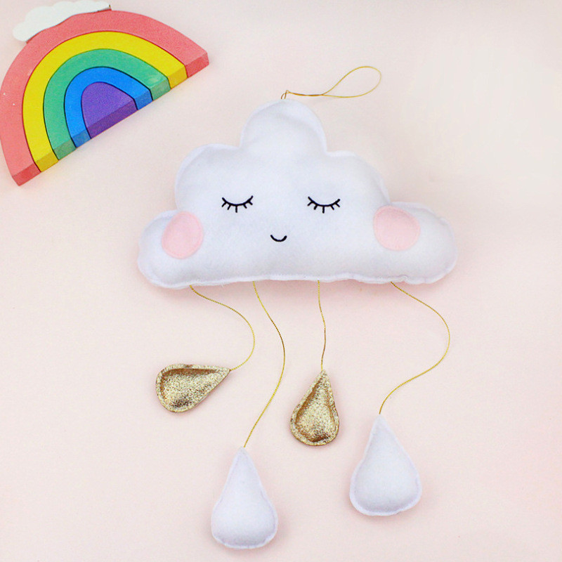 Mājas dekorēšana Ziemeļvalstu bērnu telts dekorēšana mākonis filcs lietus lāses kulons bērnu istabas kāzu dekors Smaidi fotografēšanas rekvizīti